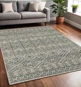 5' X 7' Blue And Beige Geometric Power Loom Stain Resistant Area Rug - Homeroots - Flyclothing LLC