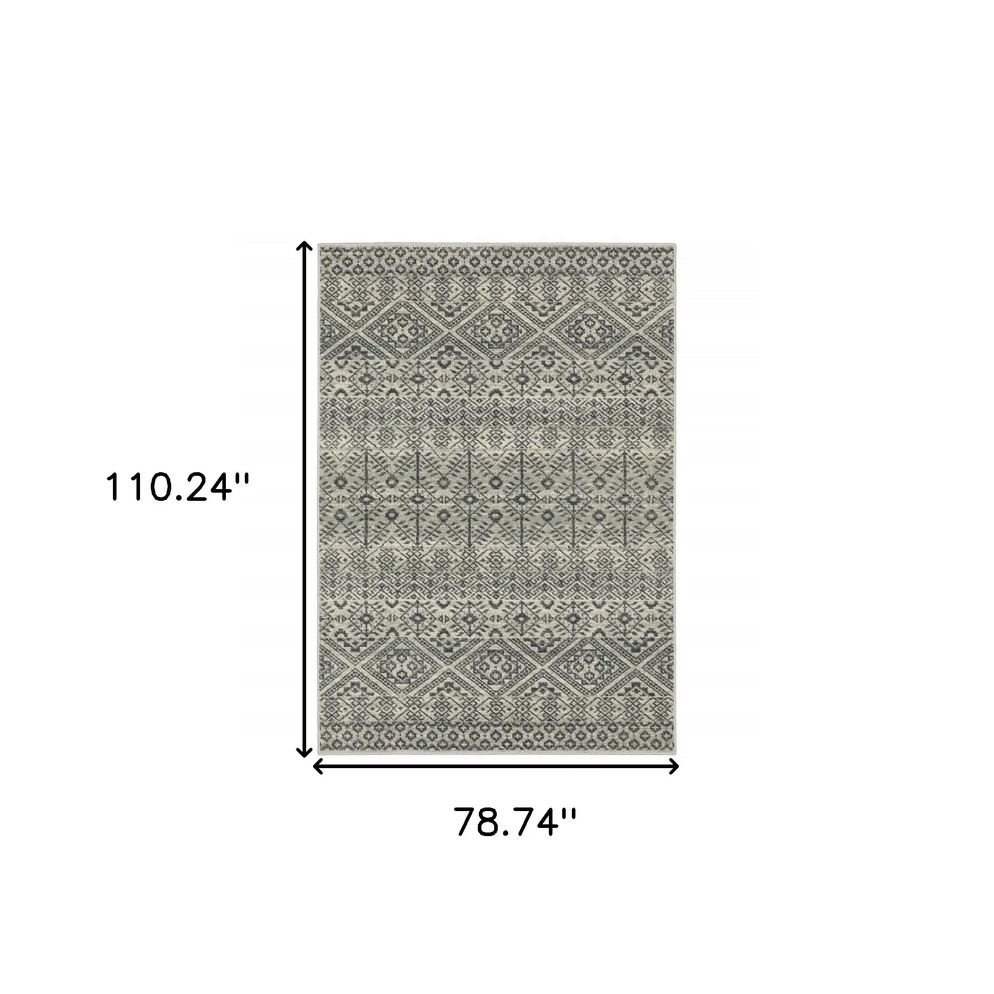 6' X 9' Blue And Beige Geometric Power Loom Stain Resistant Area Rug - Homeroots - Flyclothing LLC