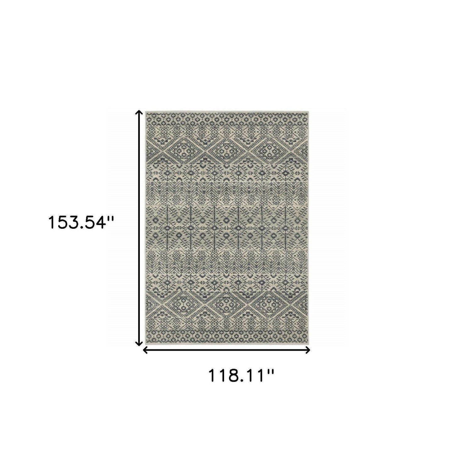 10' X 13' Blue And Beige Geometric Power Loom Stain Resistant Area Rug - Homeroots - Flyclothing LLC
