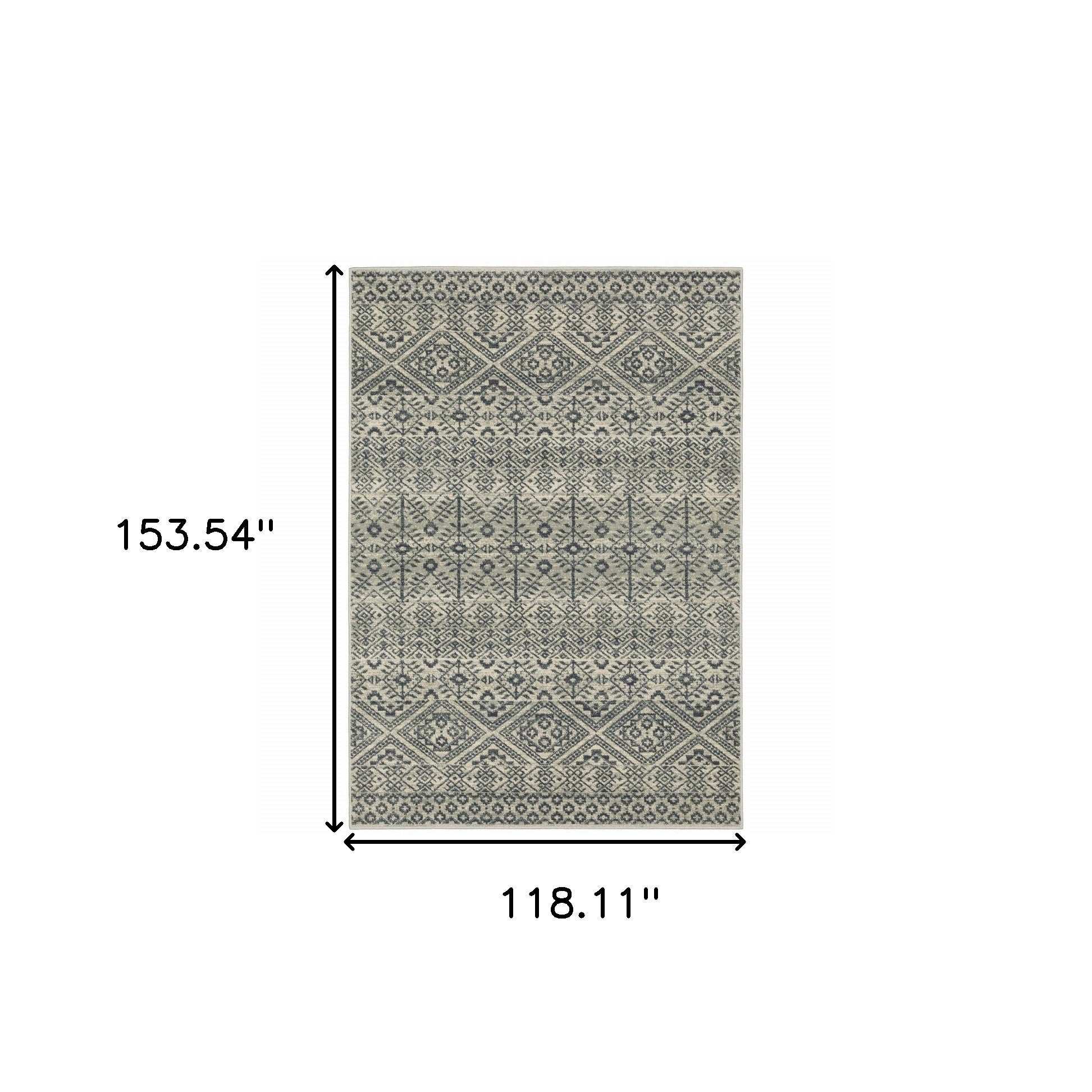 10' X 13' Blue And Beige Geometric Power Loom Stain Resistant Area Rug - Homeroots - Flyclothing LLC