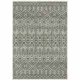 10' X 13' Blue And Beige Geometric Power Loom Stain Resistant Area Rug - Homeroots