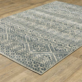 10' X 13' Blue And Beige Geometric Power Loom Stain Resistant Area Rug - Homeroots - Flyclothing LLC