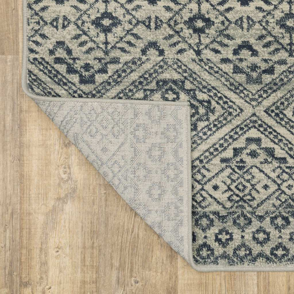 10' X 13' Blue And Beige Geometric Power Loom Stain Resistant Area Rug - Homeroots - Flyclothing LLC