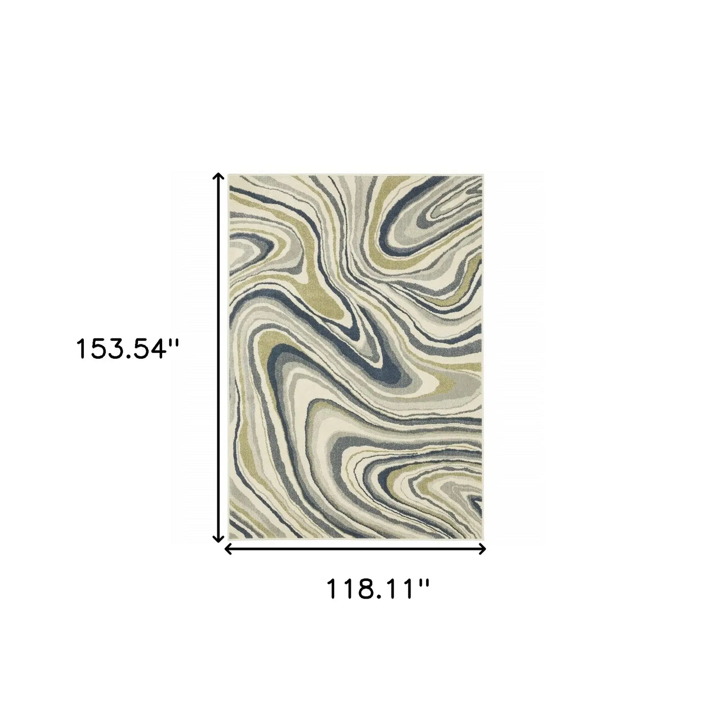 10' X 13' Ivory Blue And Beige Abstract Power Loom Stain Resistant Area Rug - Homeroots - Flyclothing LLC