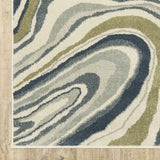 10' X 13' Ivory Blue And Beige Abstract Power Loom Stain Resistant Area Rug - Homeroots - Flyclothing LLC