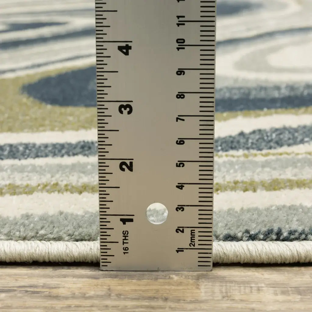 10' X 13' Ivory Blue And Beige Abstract Power Loom Stain Resistant Area Rug - Homeroots - Flyclothing LLC
