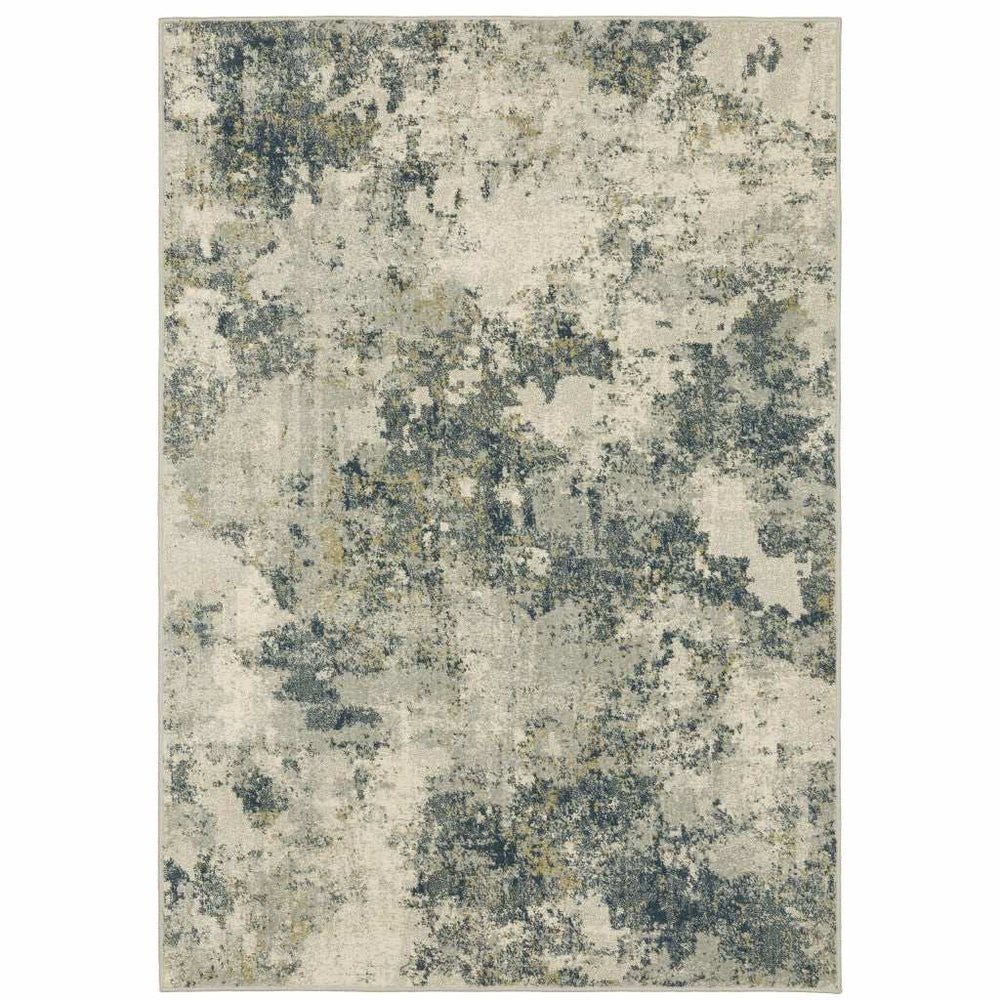 3' X 5' Beige Teal Grey And Gold Abstract Power Loom Stain Resistant Area Rug - Homeroots - Flyclothing LLC