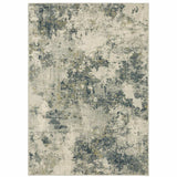 3' X 5' Beige Teal Grey And Gold Abstract Power Loom Stain Resistant Area Rug - Homeroots - Flyclothing LLC