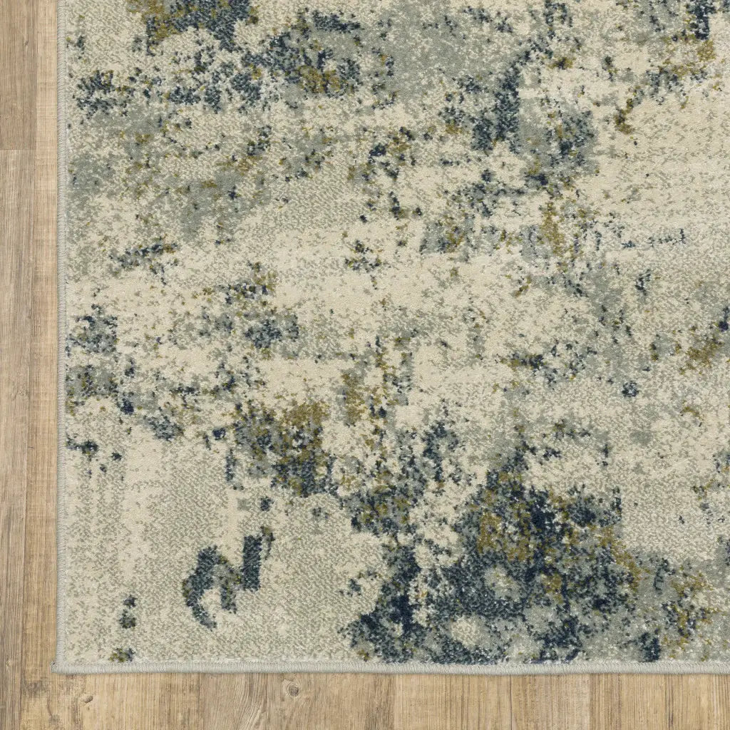 3' X 5' Beige Teal Grey And Gold Abstract Power Loom Stain Resistant Area Rug - Homeroots - Flyclothing LLC
