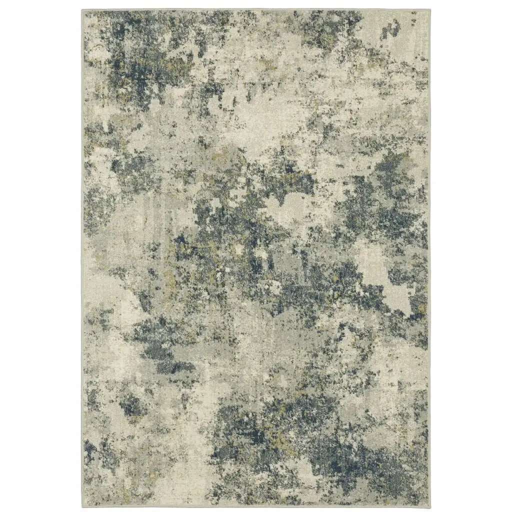 6' X 9' Beige Teal Grey And Gold Abstract Power Loom Stain Resistant Area Rug - Homeroots - Flyclothing LLC