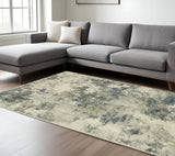 6' X 9' Beige Teal Grey And Gold Abstract Power Loom Stain Resistant Area Rug - Homeroots - Flyclothing LLC
