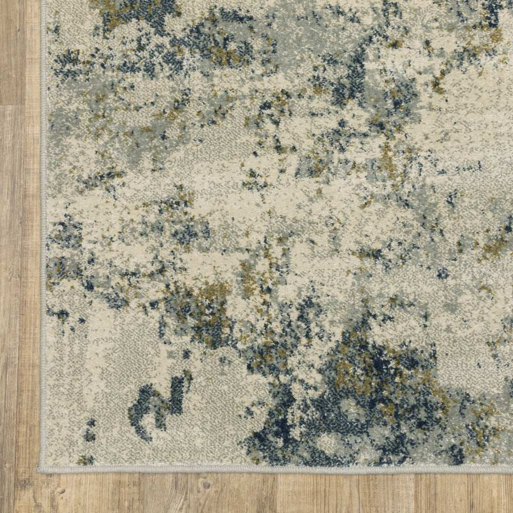 6' X 9' Beige Teal Grey And Gold Abstract Power Loom Stain Resistant Area Rug - Homeroots - Flyclothing LLC