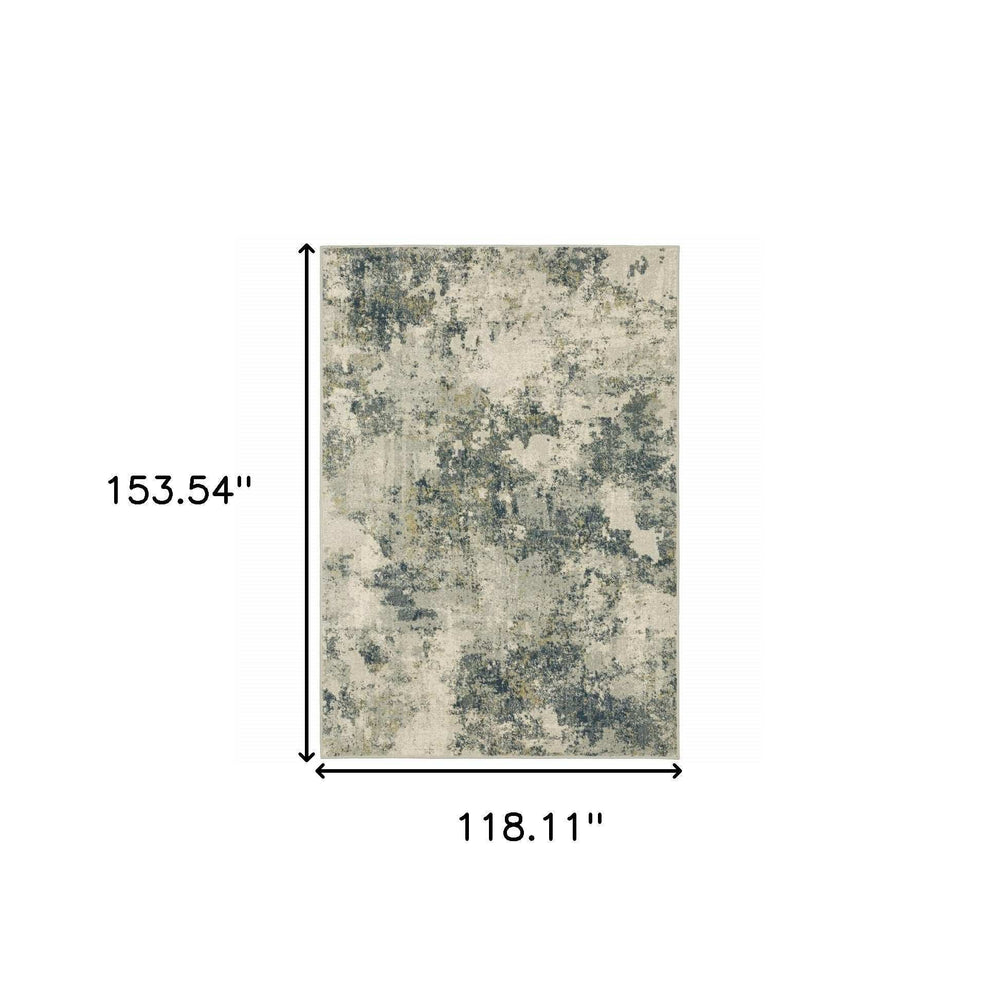 10' X 13' Beige Teal Grey And Gold Abstract Power Loom Stain Resistant Area Rug - Homeroots - Flyclothing LLC