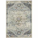 5' X 7' Blue Beige Rust Gold And Teal Oriental Power Loom Stain Resistant Area Rug - Homeroots - Flyclothing LLC