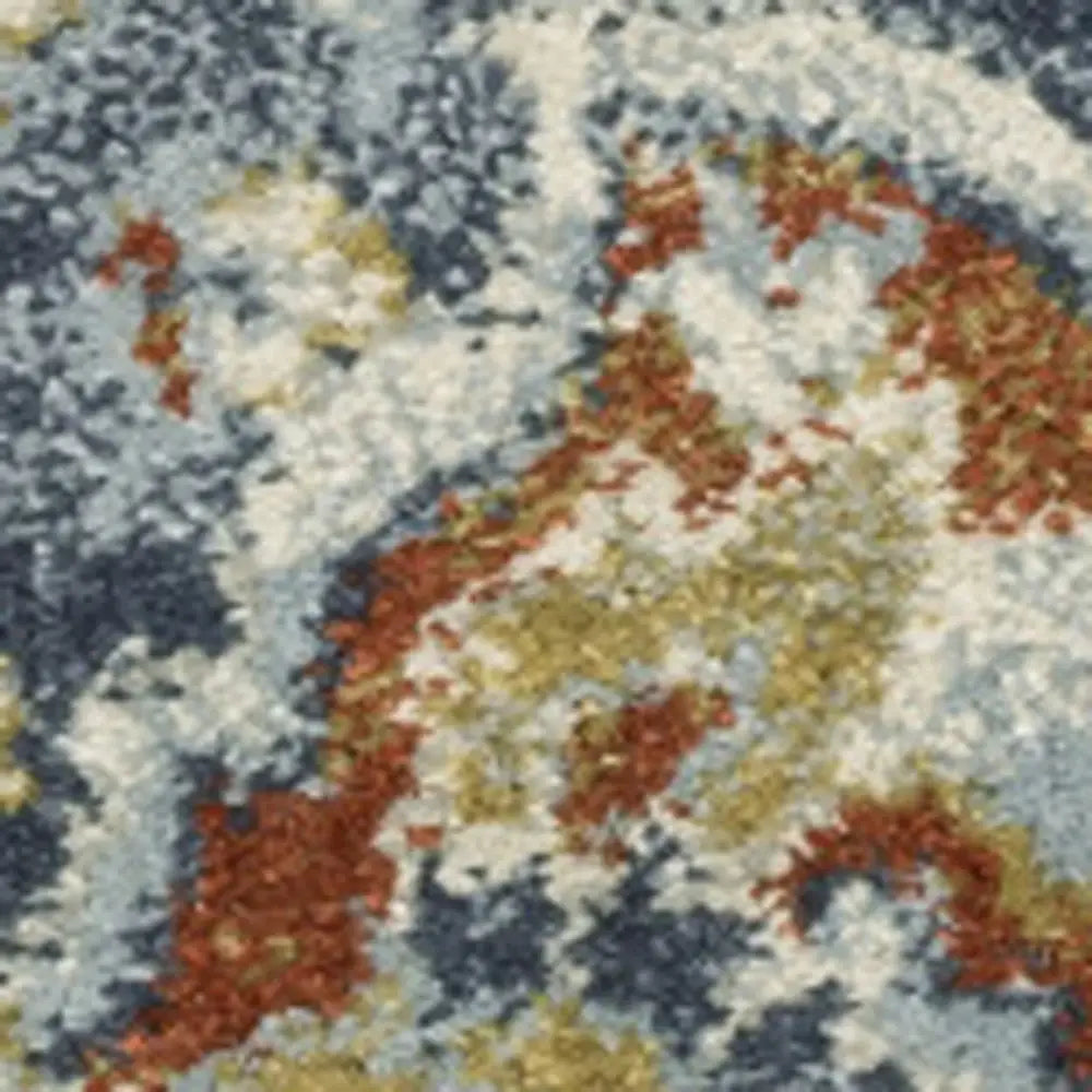 5' X 7' Blue Beige Rust Gold And Teal Oriental Power Loom Stain Resistant Area Rug - Homeroots - Flyclothing LLC