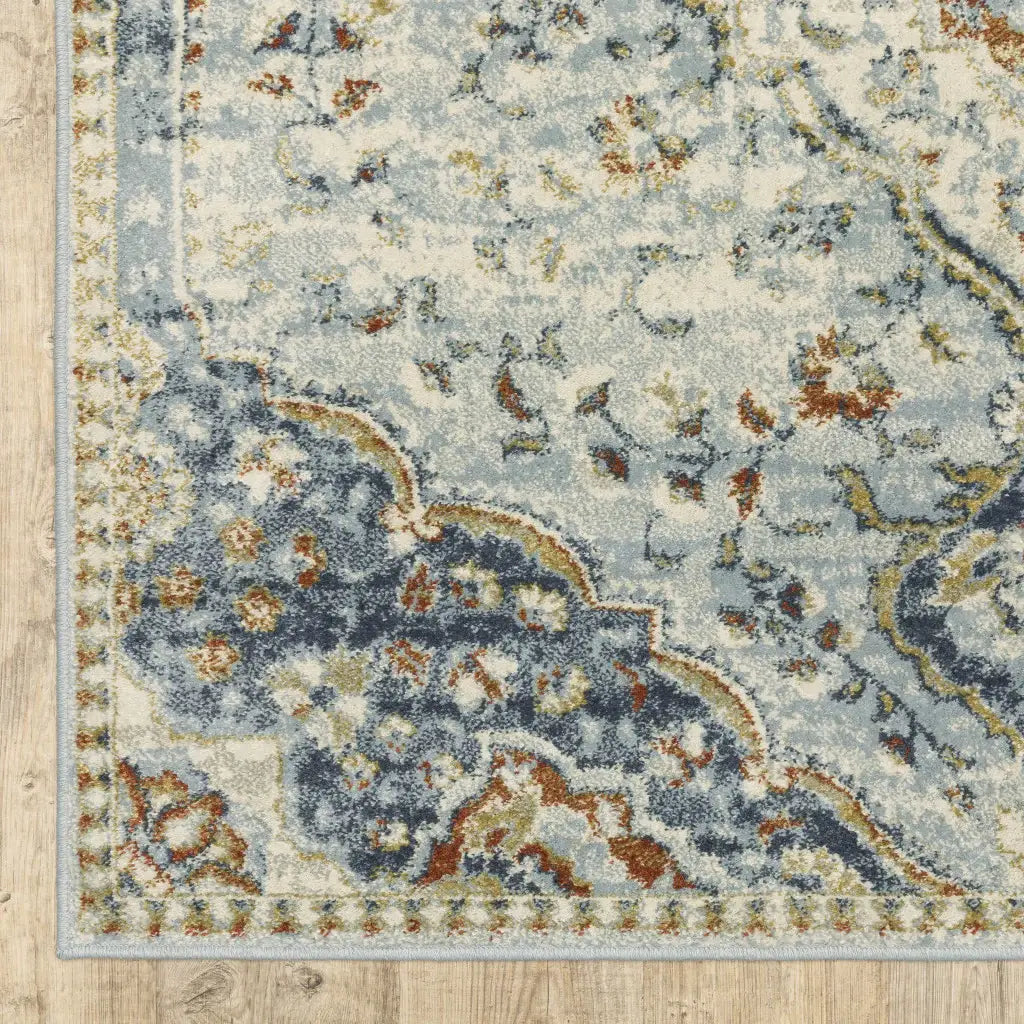 5' X 7' Blue Beige Rust Gold And Teal Oriental Power Loom Stain Resistant Area Rug - Homeroots - Flyclothing LLC