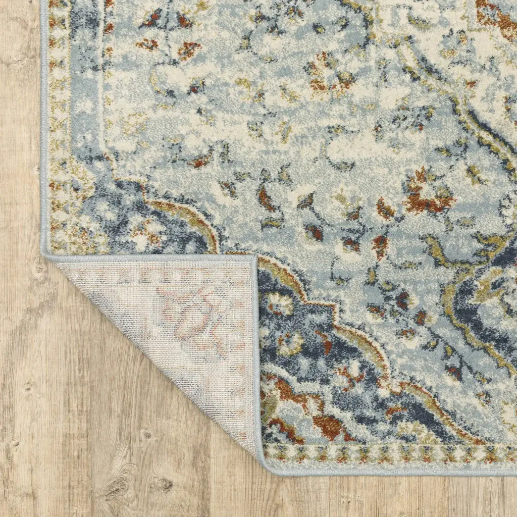 6' X 9' Blue Beige Rust Gold And Teal Oriental Power Loom Stain Resistant Area Rug - Homeroots - Flyclothing LLC