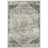 8' X 10' Blue Beige Rust Gold And Teal Oriental Power Loom Stain Resistant Area Rug - Homeroots - Flyclothing LLC