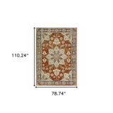 6' X 9' Rust Beige Teal Blue And Gold Oriental Power Loom Stain Resistant Area Rug - Homeroots - Flyclothing LLC