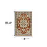10' X 13' Rust Beige Teal Blue And Gold Oriental Power Loom Stain Resistant Area Rug - Homeroots - Flyclothing LLC