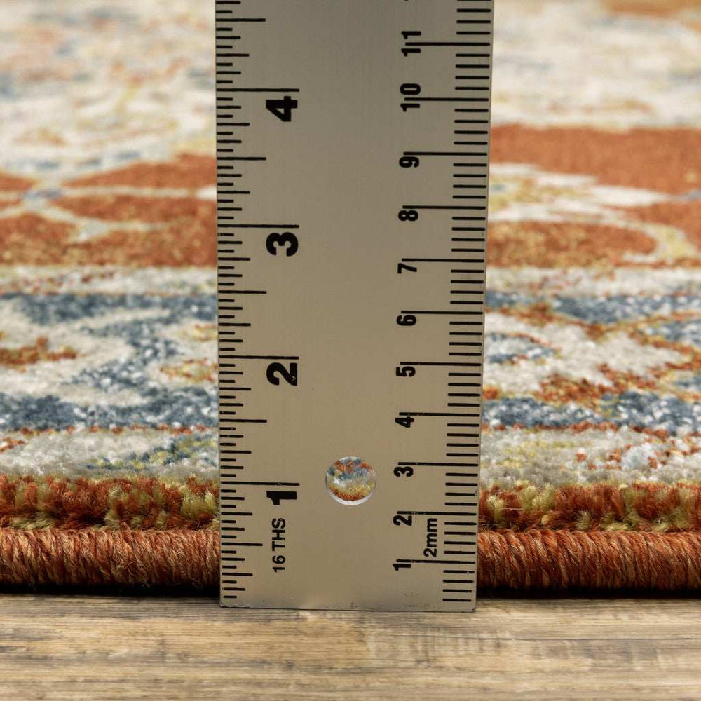 10' X 13' Rust Beige Teal Blue And Gold Oriental Power Loom Stain Resistant Area Rug - Homeroots - Flyclothing LLC