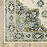 10' X 13' Ivory Blue Teal Grey And Olive Green Oriental Power Loom Stain Resistant Area Rug - Homeroots - Flyclothing LLC