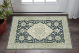 3' X 5' Teal Blue Ivory Green And Grey Oriental Power Loom Stain Resistant Area Rug - Homeroots - Flyclothing LLC