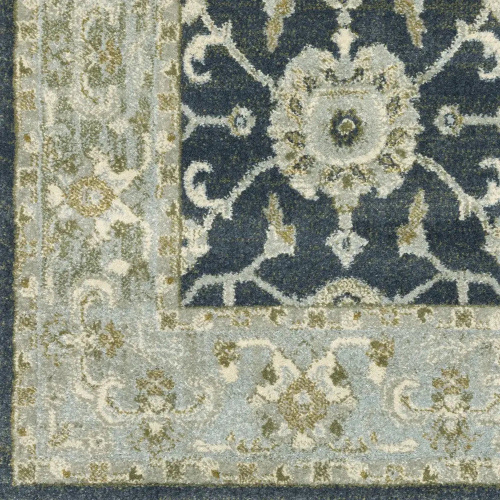 5' X 7' Teal Blue Ivory Green And Grey Oriental Power Loom Stain Resistant Area Rug - Homeroots - Flyclothing LLC
