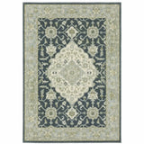 6' X 9' Teal Blue Ivory Green And Grey Oriental Power Loom Stain Resistant Area Rug - Homeroots - Flyclothing LLC