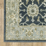 6' X 9' Teal Blue Ivory Green And Grey Oriental Power Loom Stain Resistant Area Rug - Homeroots - Flyclothing LLC