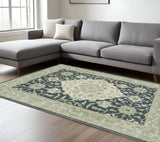 8' X 10' Teal Blue Ivory Green And Grey Oriental Power Loom Stain Resistant Area Rug - Homeroots - Flyclothing LLC