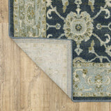 10' X 13' Teal Blue Ivory Green And Grey Oriental Power Loom Stain Resistant Area Rug - Homeroots - Flyclothing LLC