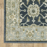 10' X 13' Teal Blue Ivory Green And Grey Oriental Power Loom Stain Resistant Area Rug - Homeroots - Flyclothing LLC