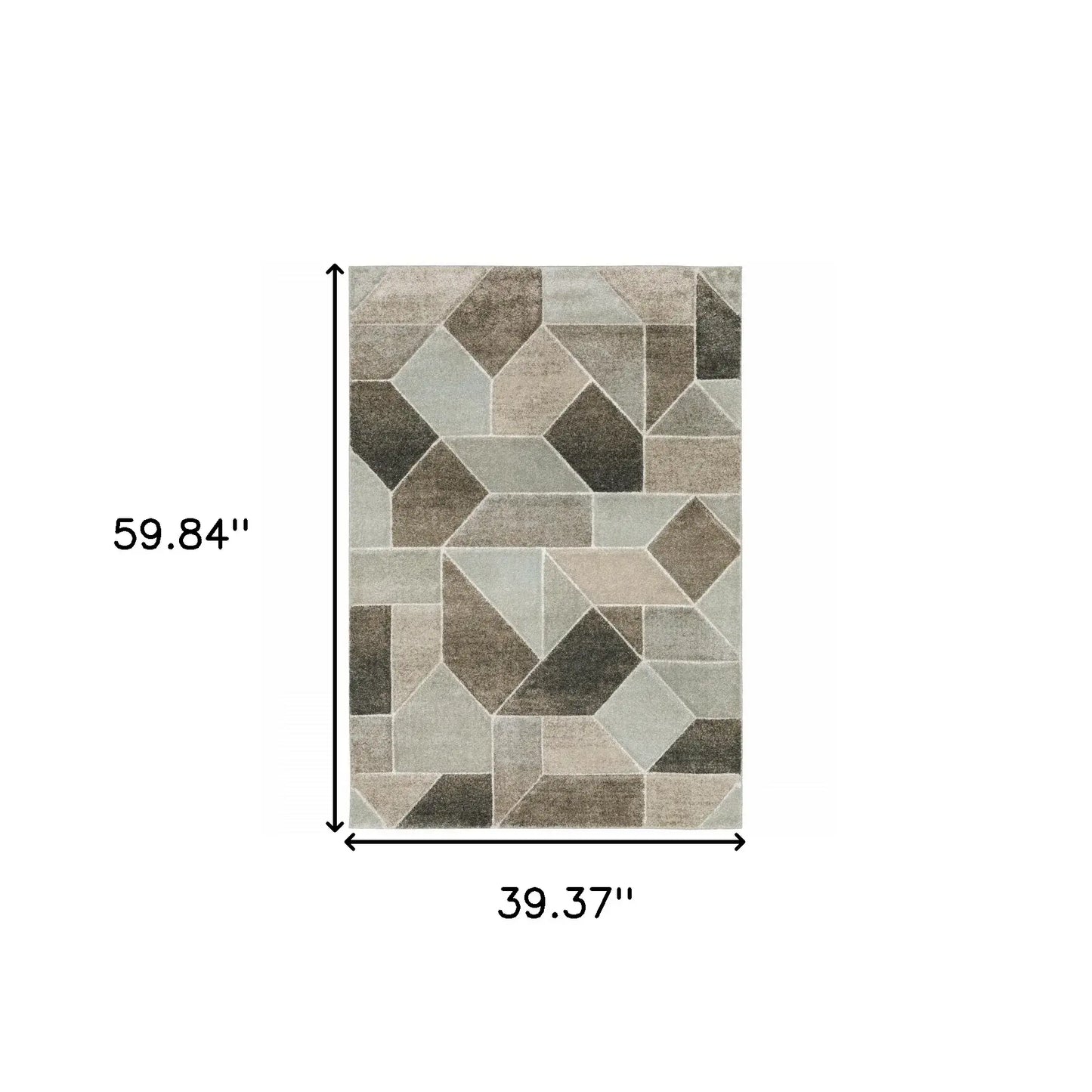 3' X 5' Grey Brown Beige Tan Taupe And Ivory Geometric Power Loom Stain Resistant Area Rug - Homeroots - Flyclothing LLC