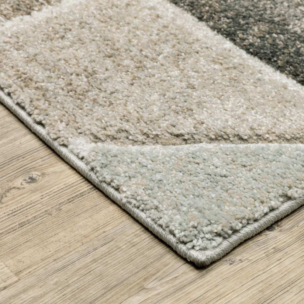 3' X 5' Grey Brown Beige Tan Taupe And Ivory Geometric Power Loom Stain Resistant Area Rug - Homeroots - Flyclothing LLC