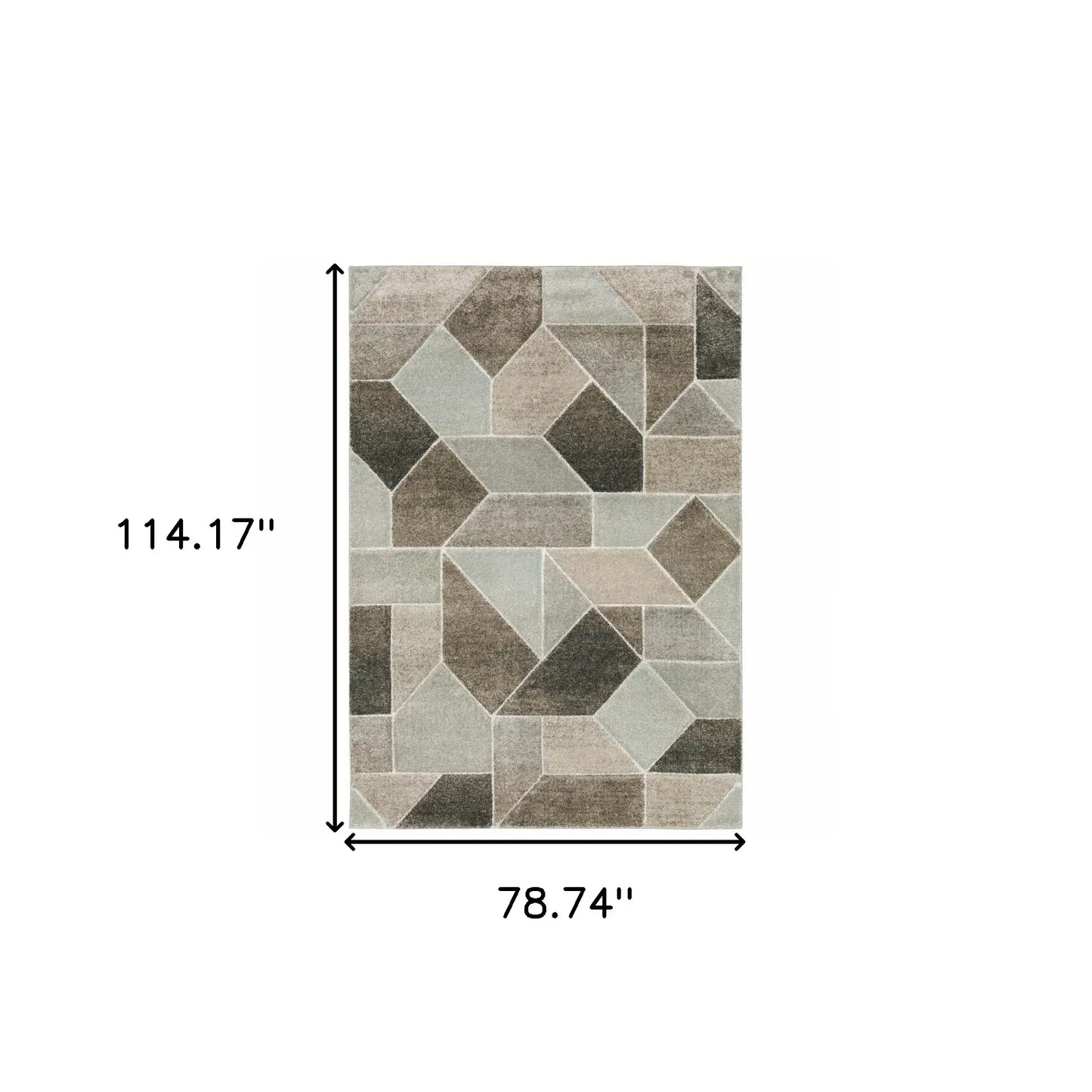 6' X 9' Grey Brown Beige Tan Taupe And Ivory Geometric Power Loom Stain Resistant Area Rug - Homeroots - Flyclothing LLC