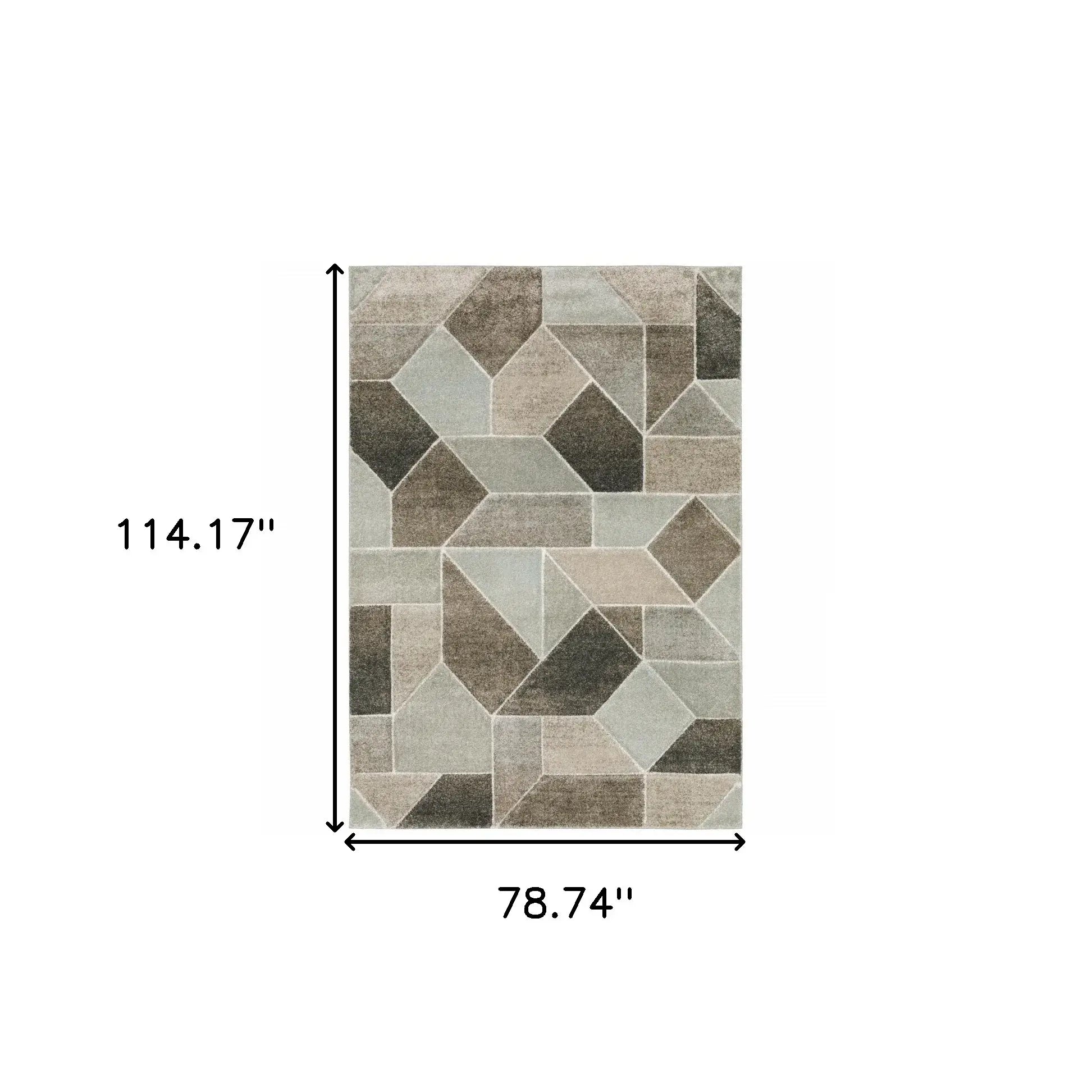6' X 9' Grey Brown Beige Tan Taupe And Ivory Geometric Power Loom Stain Resistant Area Rug - Homeroots - Flyclothing LLC