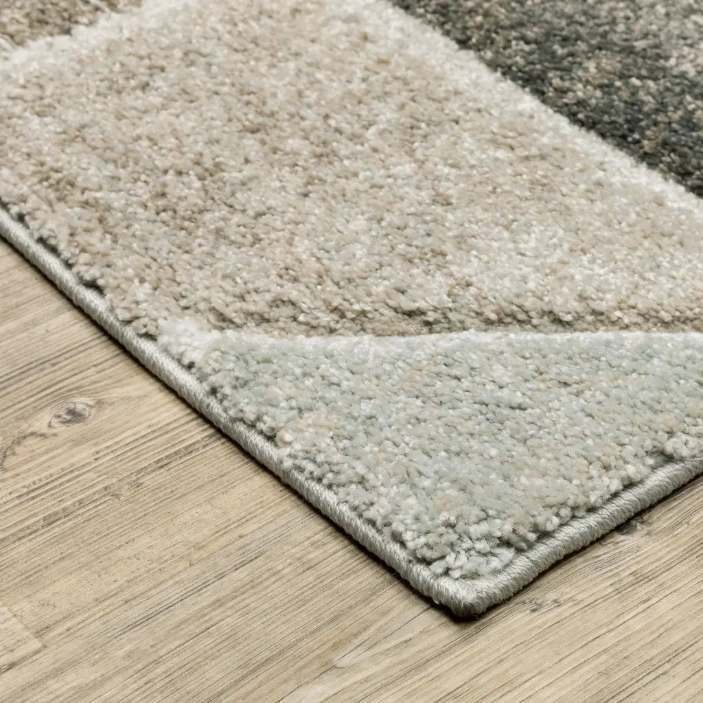 8' X 11' Grey Brown Beige Tan Taupe And Ivory Geometric Power Loom Stain Resistant Area Rug - Homeroots - Flyclothing LLC