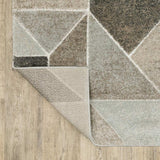 8' X 11' Grey Brown Beige Tan Taupe And Ivory Geometric Power Loom Stain Resistant Area Rug - Homeroots - Flyclothing LLC