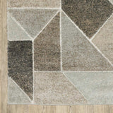 8' X 11' Grey Brown Beige Tan Taupe And Ivory Geometric Power Loom Stain Resistant Area Rug - Homeroots - Flyclothing LLC
