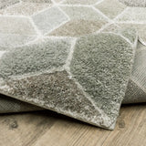 2' X 8' Beige Brown Grey Tan Sage And Pale Blue Geometric Power Loom Stain Resistant Runner Rug - Homeroots - Flyclothing LLC