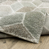 2' X 8' Beige Brown Grey Tan Sage And Pale Blue Geometric Power Loom Stain Resistant Runner Rug - Homeroots - Flyclothing LLC