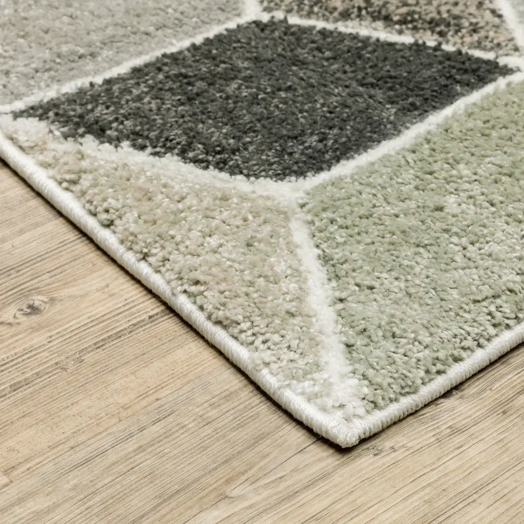6' X 9' Beige Brown Grey Tan Sage And Pale Blue Geometric Power Loom Stain Resistant Area Rug - Homeroots - Flyclothing LLC