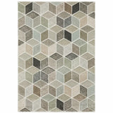 8' X 11' Beige Brown Grey Tan Sage And Pale Blue Geometric Power Loom Stain Resistant Area Rug - Homeroots - Flyclothing LLC