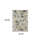 8' X 11' Beige Brown Grey Tan Sage And Pale Blue Geometric Power Loom Stain Resistant Area Rug - Homeroots - Flyclothing LLC
