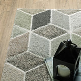 10' X 13' Beige Brown Grey Tan Sage And Pale Blue Geometric Power Loom Stain Resistant Area Rug - Homeroots - Flyclothing LLC