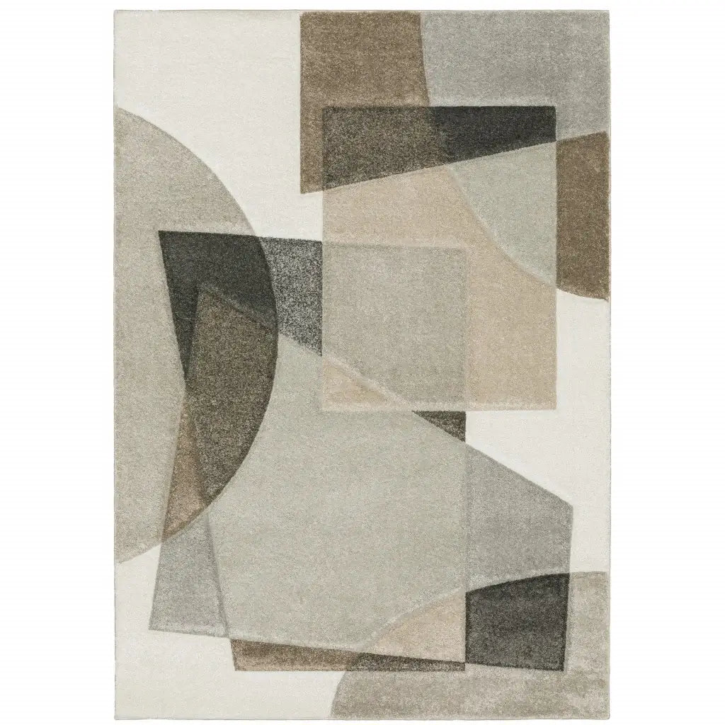 5' X 8' Beige Geometric Power Loom Area Rug - Homeroots - Flyclothing LLC