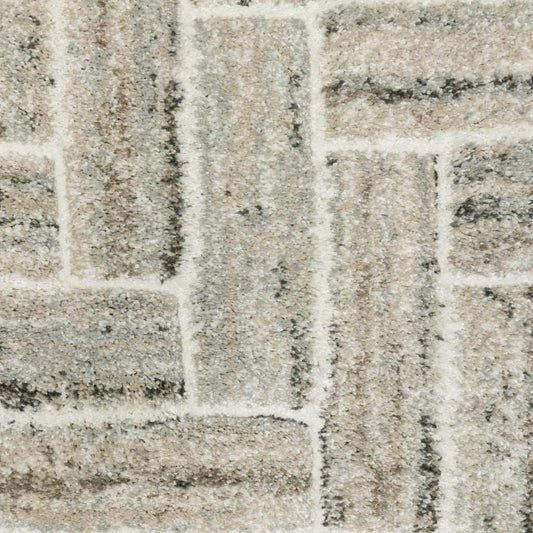 2' X 8' Beige And Ivory Geometric Power Loom Runner Rug - Homeroots - Flyclothing LLC