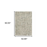 5' X 8' Ivory Beige Grey Brown Pale Blue And Charcoal Geometric Power Loom Stain Resistant Area Rug - Homeroots - Flyclothing LLC