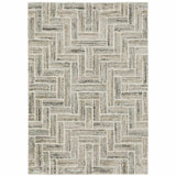 5' X 8' Ivory Beige Grey Brown Pale Blue And Charcoal Geometric Power Loom Stain Resistant Area Rug - Homeroots - Flyclothing LLC